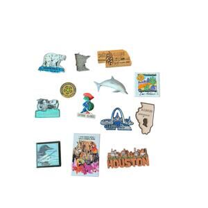 Lot 13 Vintage Travel Souvenir Refrigerator Magnets States Cities Zoo Cayman DC